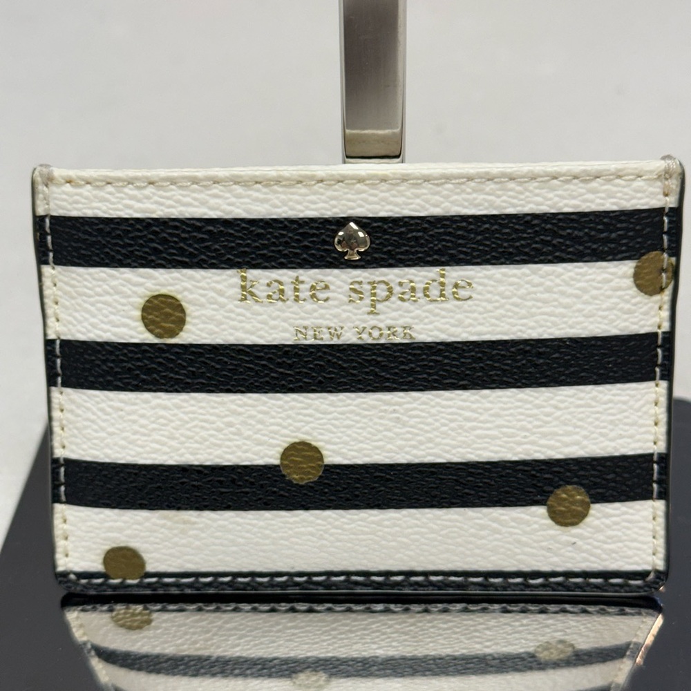 KATE SPADE Leather Credit Card Holder Black & White